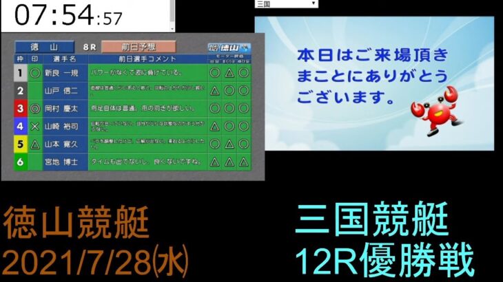 【ボートレースライブ】徳山競艇、児島競艇　2021/7/28(水)