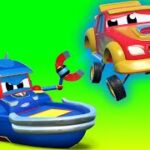 スーパーボート、レースカーを救う！ | スーパートラック – レスキュー | 子供向けのトラックアニメ