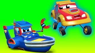 スーパーボート、レースカーを救う！ | スーパートラック – レスキュー | 子供向けのトラックアニメ